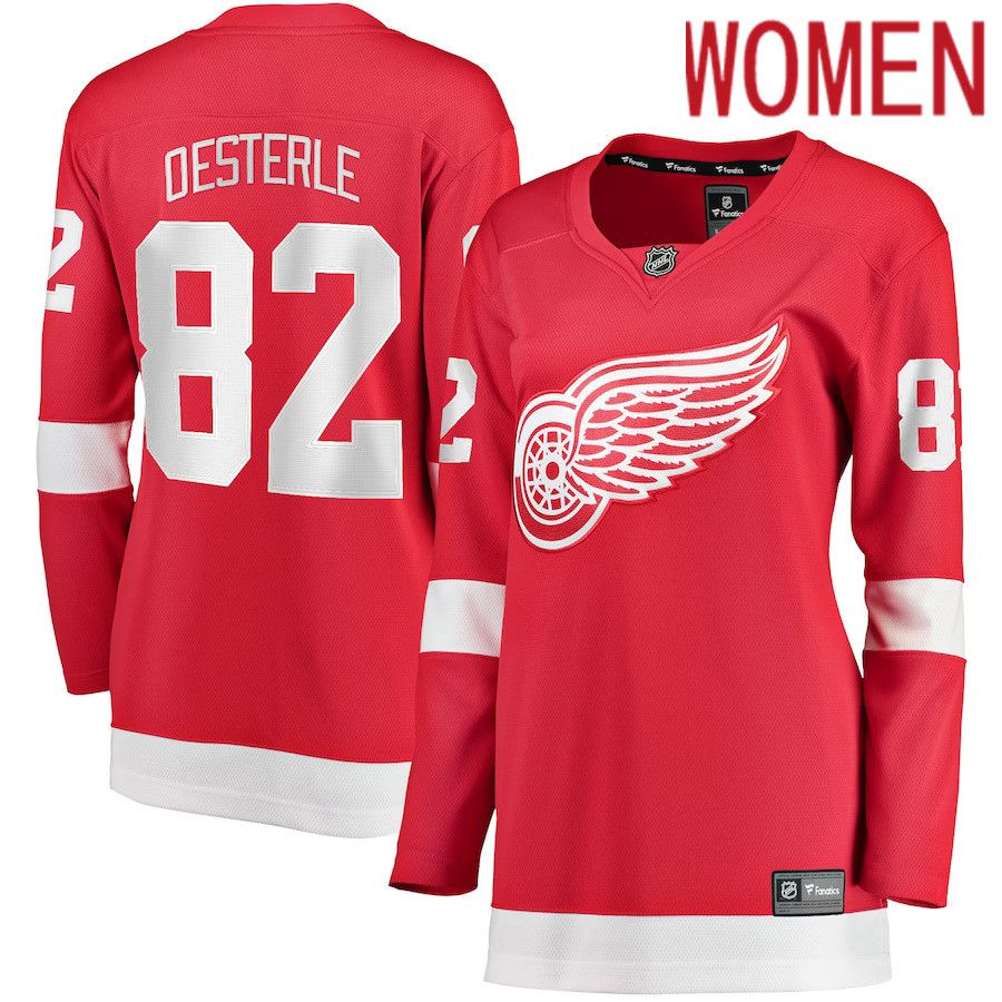 Women Detroit Red Wings #82 Jordan Oesterle Fanatics Branded Red Home Breakaway Player NHL Jersey